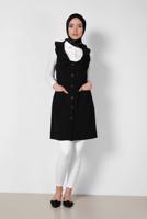 Tesettür giyim SİYAH ALVİNA YAKASI VOLANLI YELEK T 4184