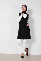 Tesettür giyim SİYAH ALVİNA YAKASI VOLANLI YELEK T 4184