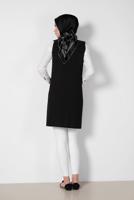 Tesettür giyim SİYAH ALVİNA YAKASI VOLANLI YELEK T 4184