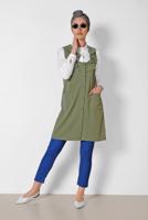 Tesettür giyim HAKİ ALVİNA YAKASI VOLANLI YELEK T 4184