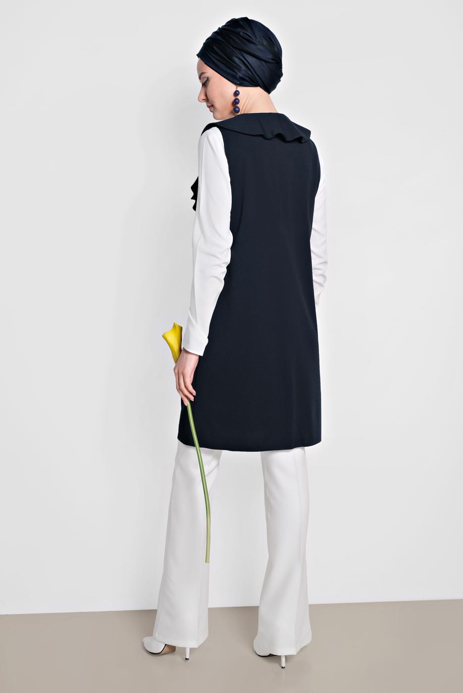 Vêtements hijab BLEU MARINE ALVINA GILET À VOLANTS T 4184