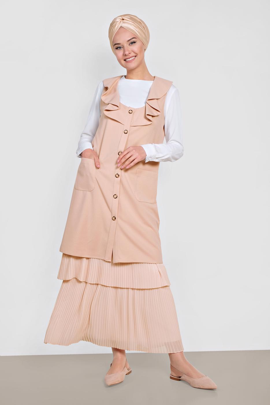 Vêtements hijab POUDRE ALVINA GILET À VOLANTS T 4184