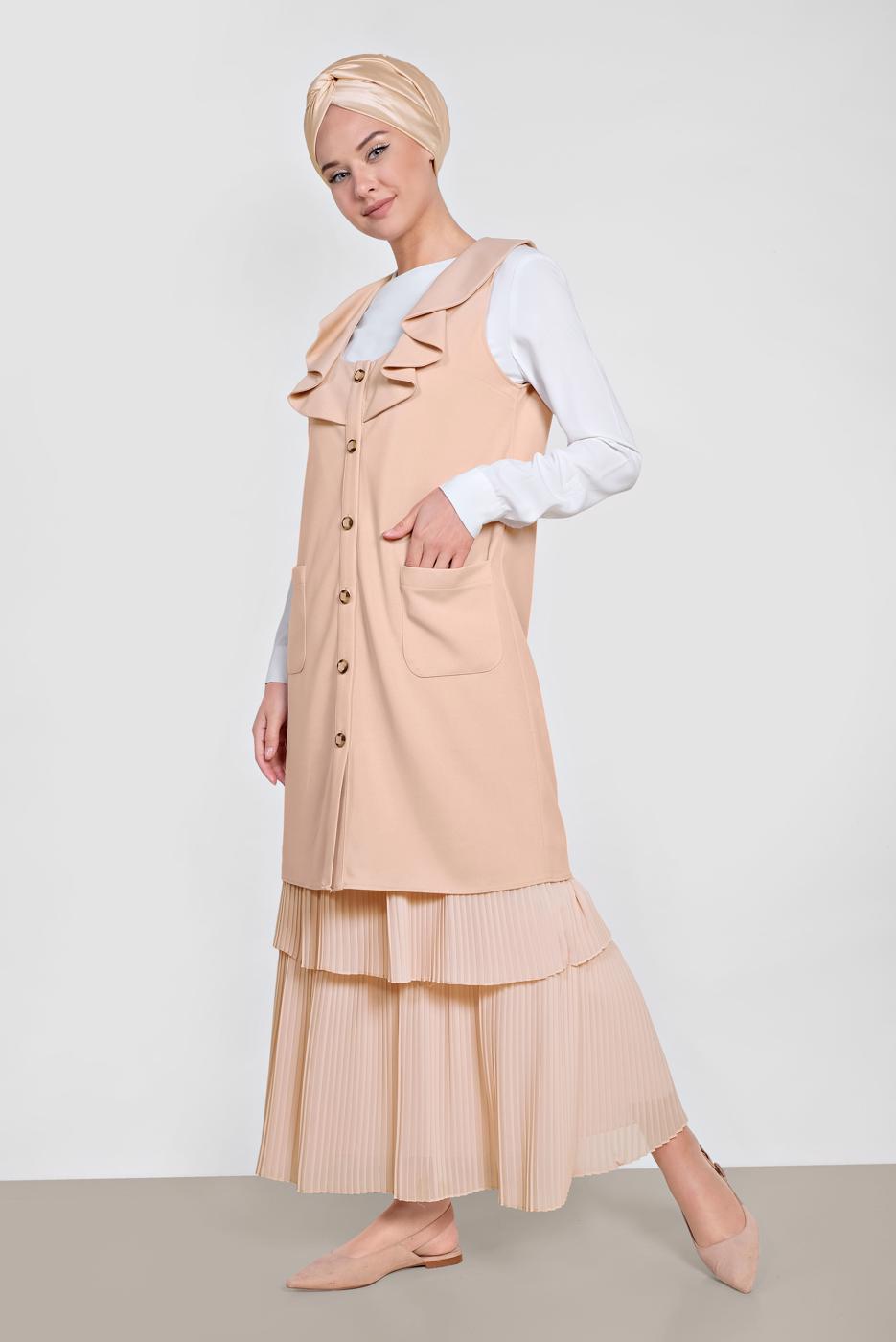 Vêtements hijab POUDRE ALVINA GILET À VOLANTS T 4184