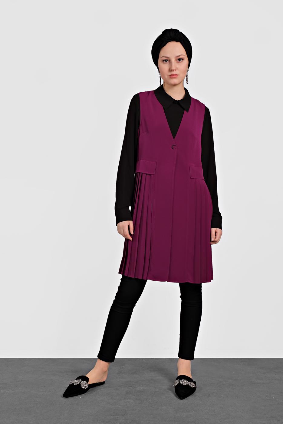 Vêtements hijab POURPRE GILET PLISSÉ ALVINA T 4244