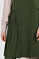 Tesettür giyim HAKİ ALVİNA PİLİSELİ YELEK T 4244