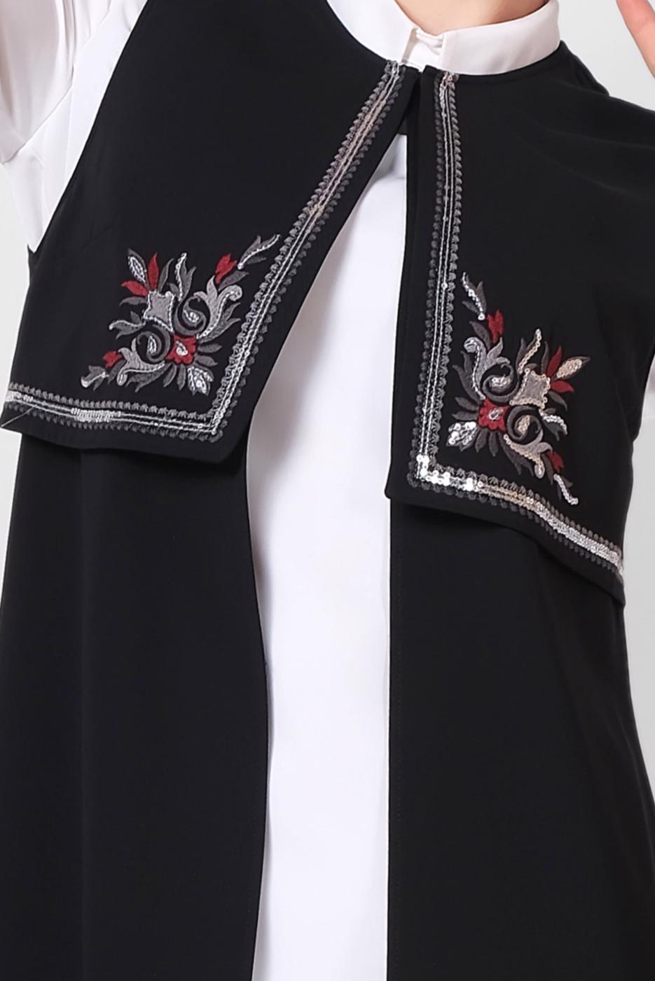 Vêtements hijab NOIR ALVINA GILET À BRODÉ T 4248