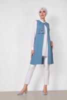 Vêtements hijab BLEU ALVINA GILET À BRODÉ T 4248