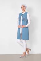 Vêtements hijab BLEU ALVINA GILET À BRODÉ T 4248
