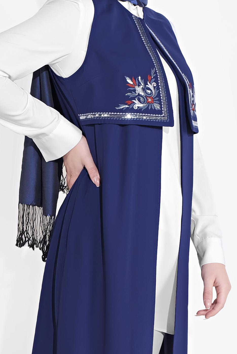 Vêtements hijab BLEU MARINE ALVINA GILET À BRODÉ T 4248