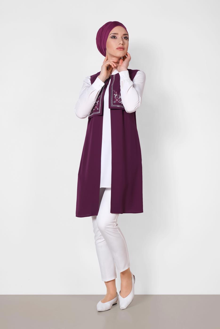 Vêtements hijab POURPRE ALVINA GILET À BRODÉ T 4248