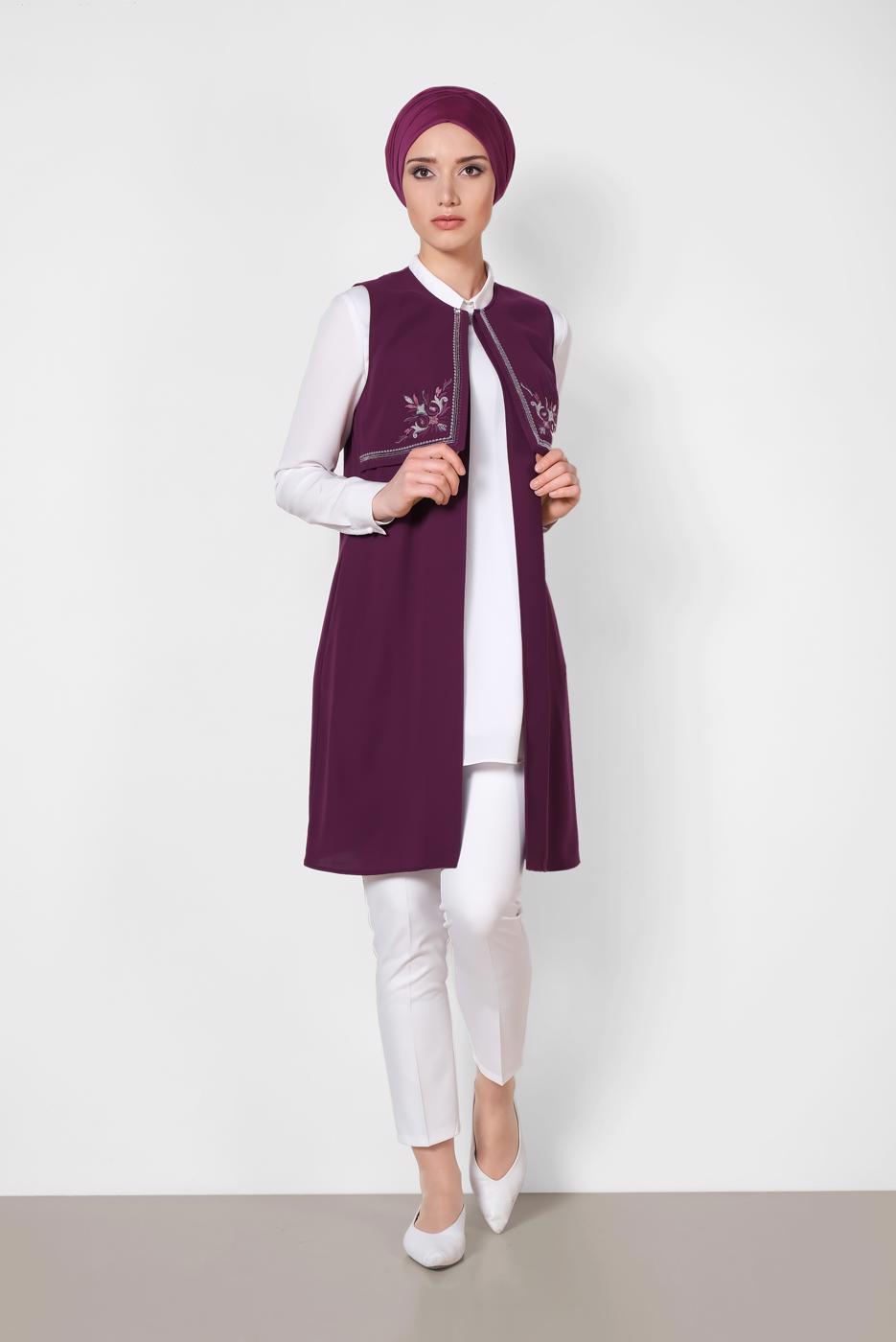 Vêtements hijab POURPRE ALVINA GILET À BRODÉ T 4248