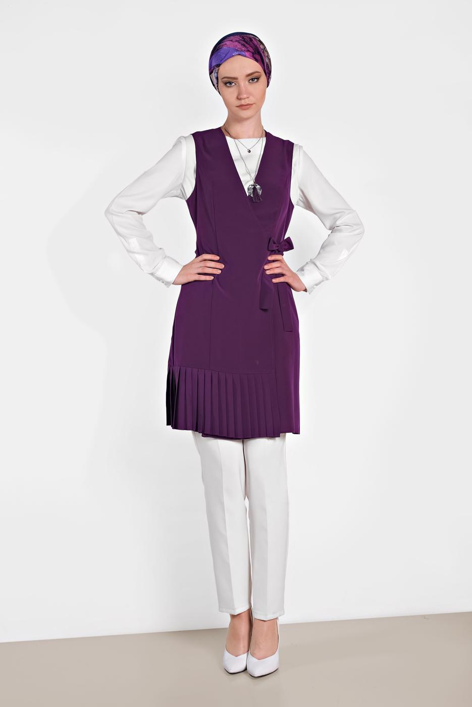 Vêtements hijab POURPRE GILET PLISSÉ 4249