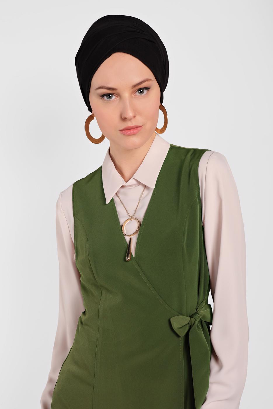 Vêtements hijab KAKI GILET PLISSÉ 4249