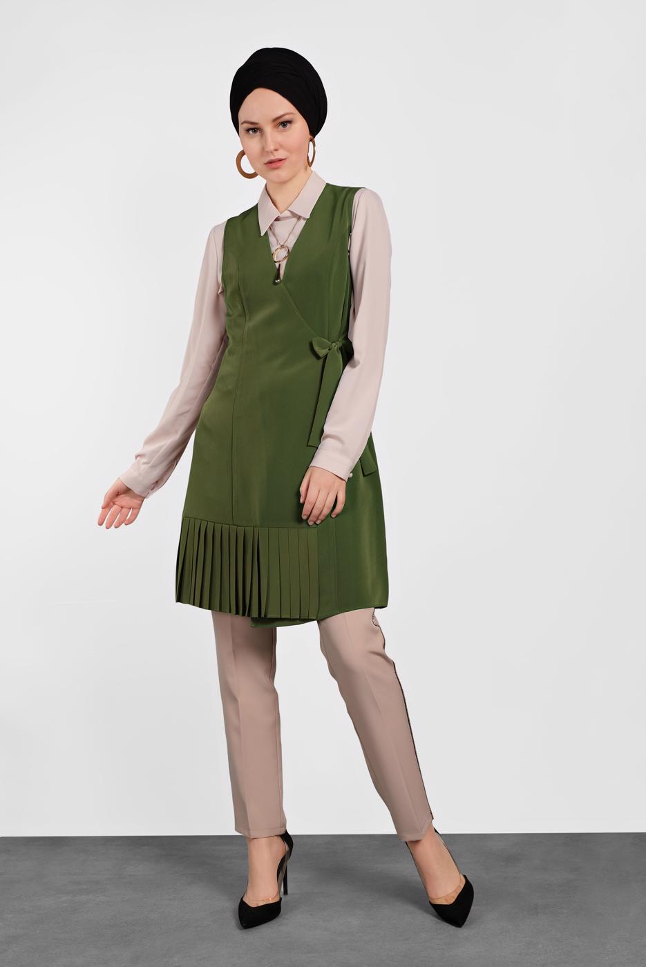 Vêtements hijab KAKI GILET PLISSÉ 4249