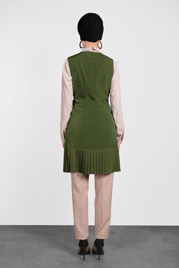 Vêtements hijab KAKI GILET PLISSÉ 4249 - TRENDTESETTÜR