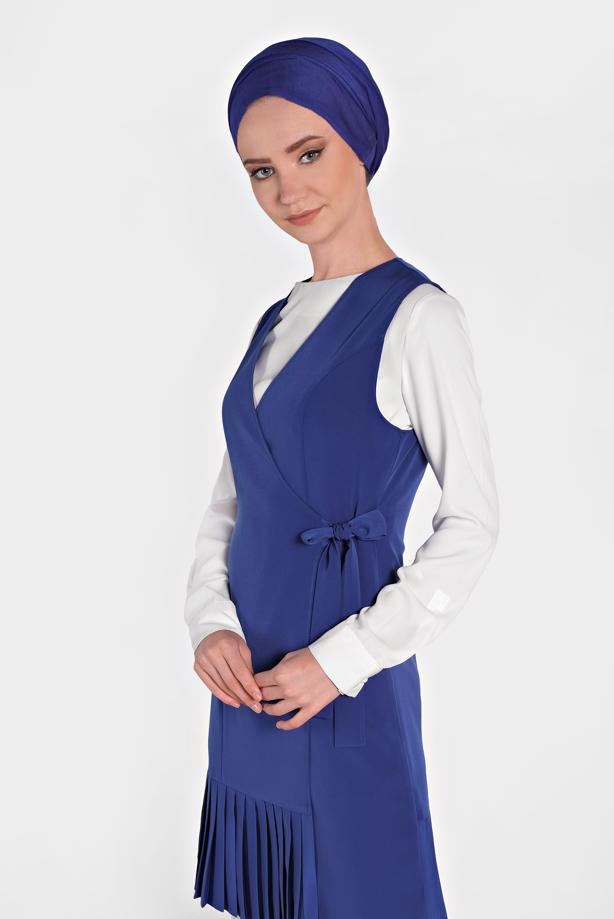 Vêtements hijab BLEU MARINE GILET PLISSÉ 4249 - TRENDTESETTÜR
