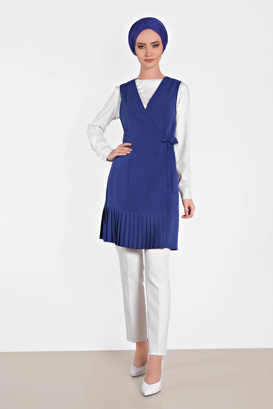 Vêtements hijab BLEU MARINE GILET PLISSÉ 4249