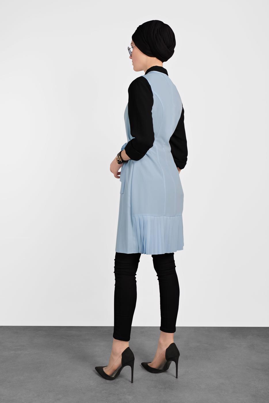 Vêtements hijab BLEU GILET PLISSÉ 4249