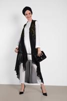 Tesettür giyim SİYAH ALVİNA PUL PAYETLİ YELEK T 4283