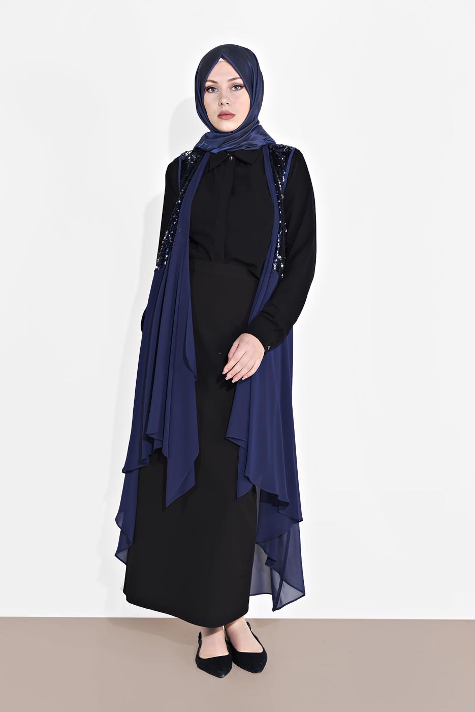 Vêtements hijab BLEU MARINE ALVINA GILET À PAILLETTES T 4283