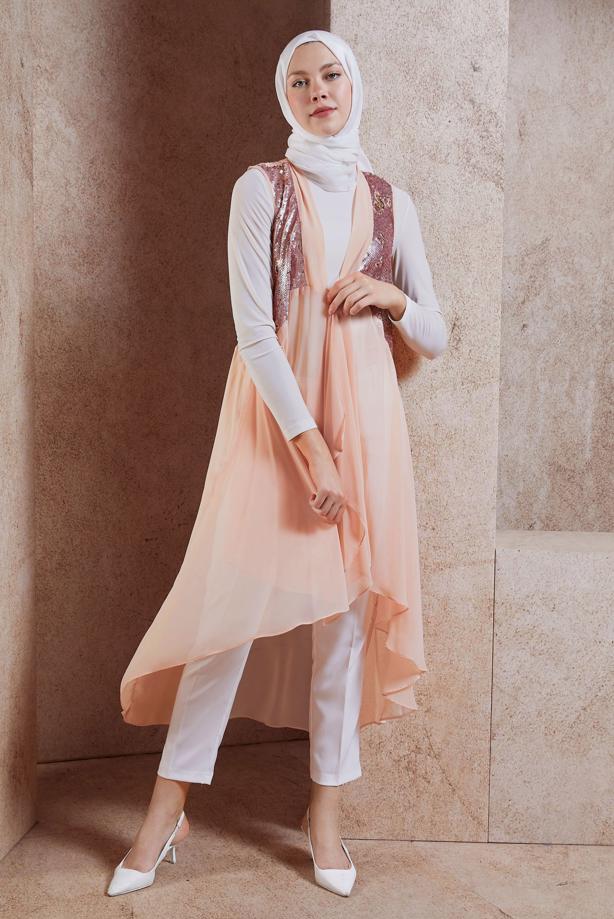 Vêtements hijab POUDRE ALVINA GILET À PAILLETTES T 4283 - TRENDTESETTÜR
