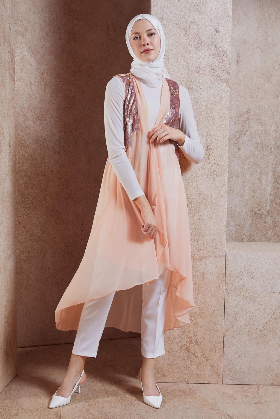 Vêtements hijab POUDRE ALVINA GILET À PAILLETTES T 4283