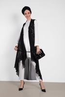 Tesettür giyim SİYAH ALVİNA PUL PAYETLİ YELEK T 4283