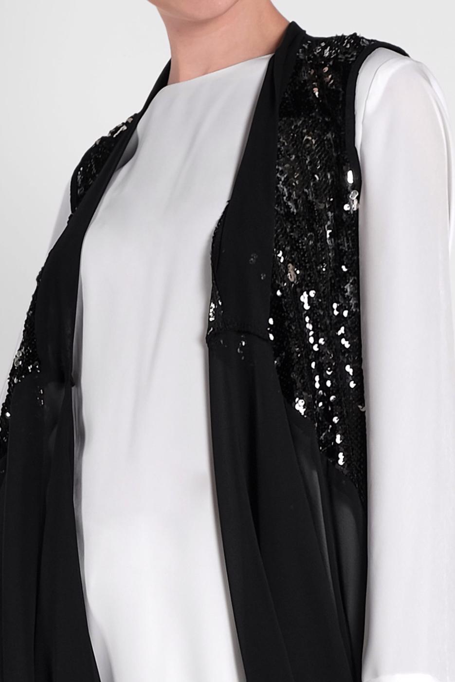 Tesettür giyim SİYAH ALVİNA PUL PAYETLİ YELEK T 4283