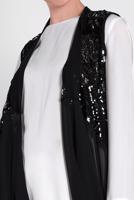 Tesettür giyim SİYAH ALVİNA PUL PAYETLİ YELEK T 4283