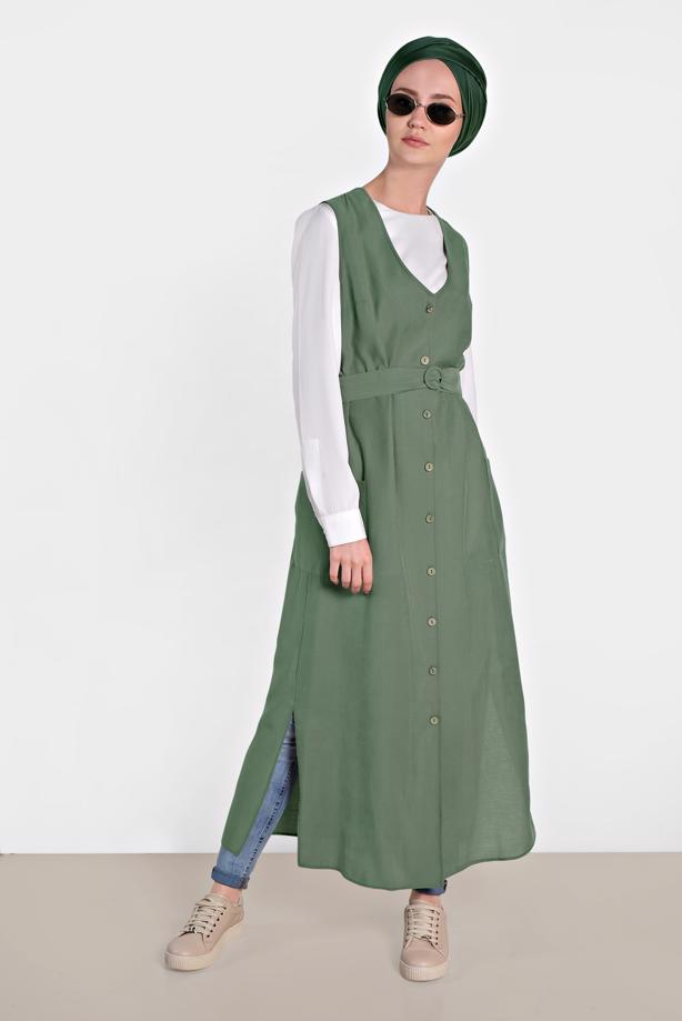 Vêtements hijab KAKI T 4451 ALVİNA  NİLYA YELEK - TRENDTESETTÜR