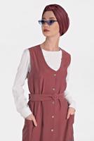 Vêtements hijab ROUGE BORDEAUX GILET À BOUTONNÉ AVEC CEINTURE 4451