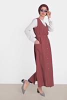 Vêtements hijab ROUGE BORDEAUX GILET À BOUTONNÉ AVEC CEINTURE 4451