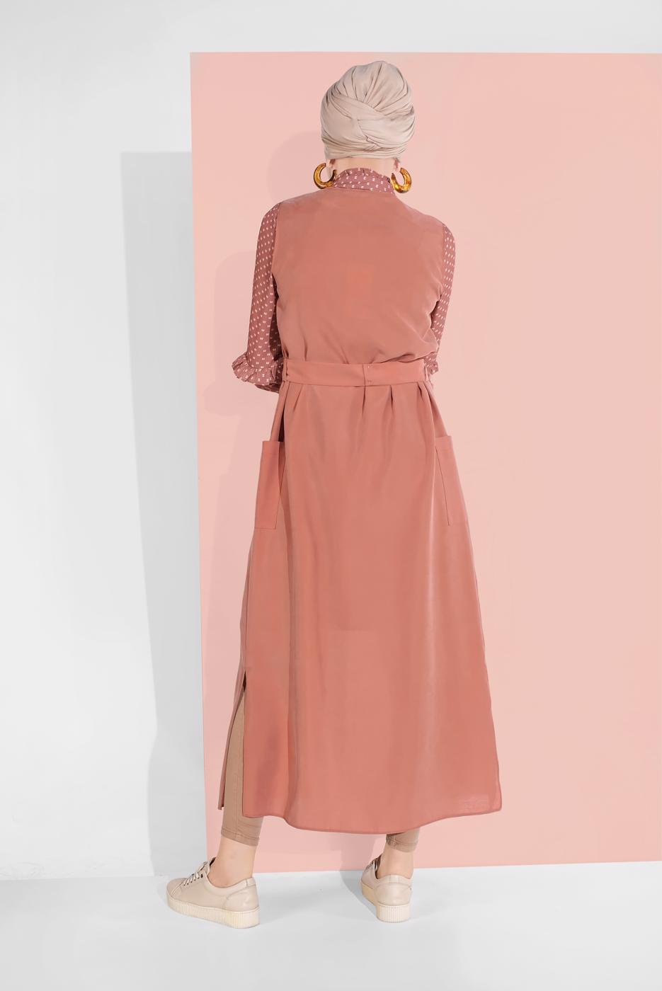 Vêtements hijab BRUN GILET À BOUTONNÉ AVEC CEINTURE 4451