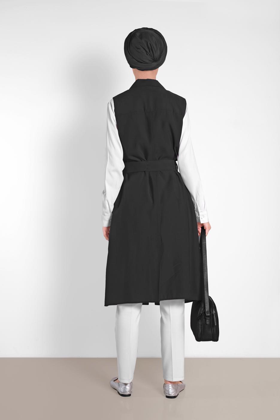 Vêtements hijab NOIR GILET À BOUTONÉ 4452