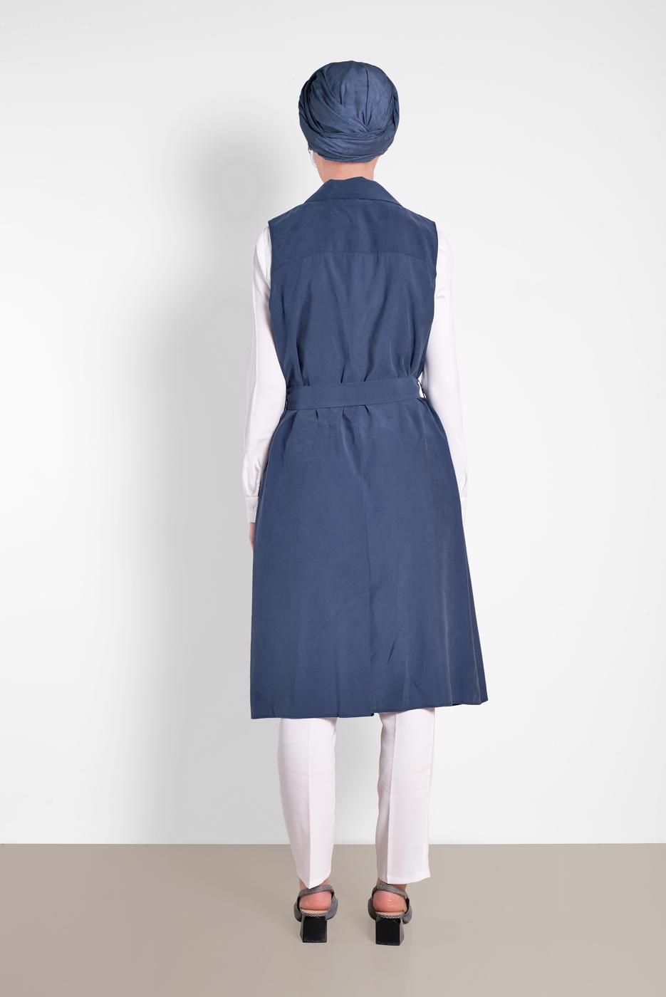 Vêtements hijab BLEU MARINE GILET À BOUTONÉ 4452