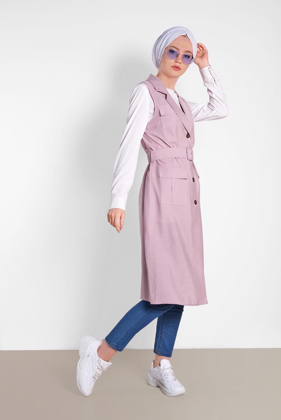 Tesettür giyim PUDRA T 4452 NİLYA YELEK