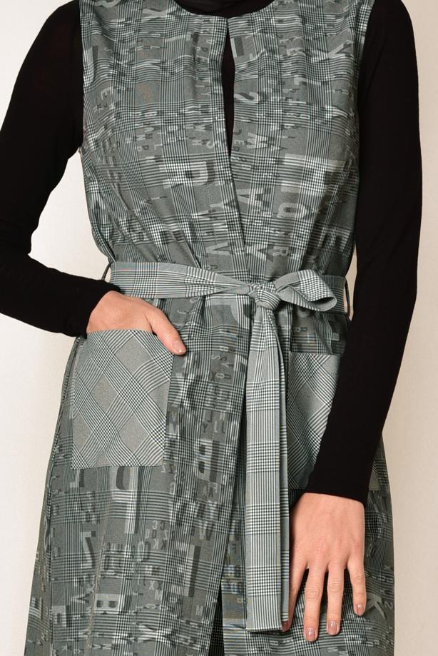 Tesettür giyim SİYAH KUŞAKLI YELEK 4960 - TRENDTESETTÜR