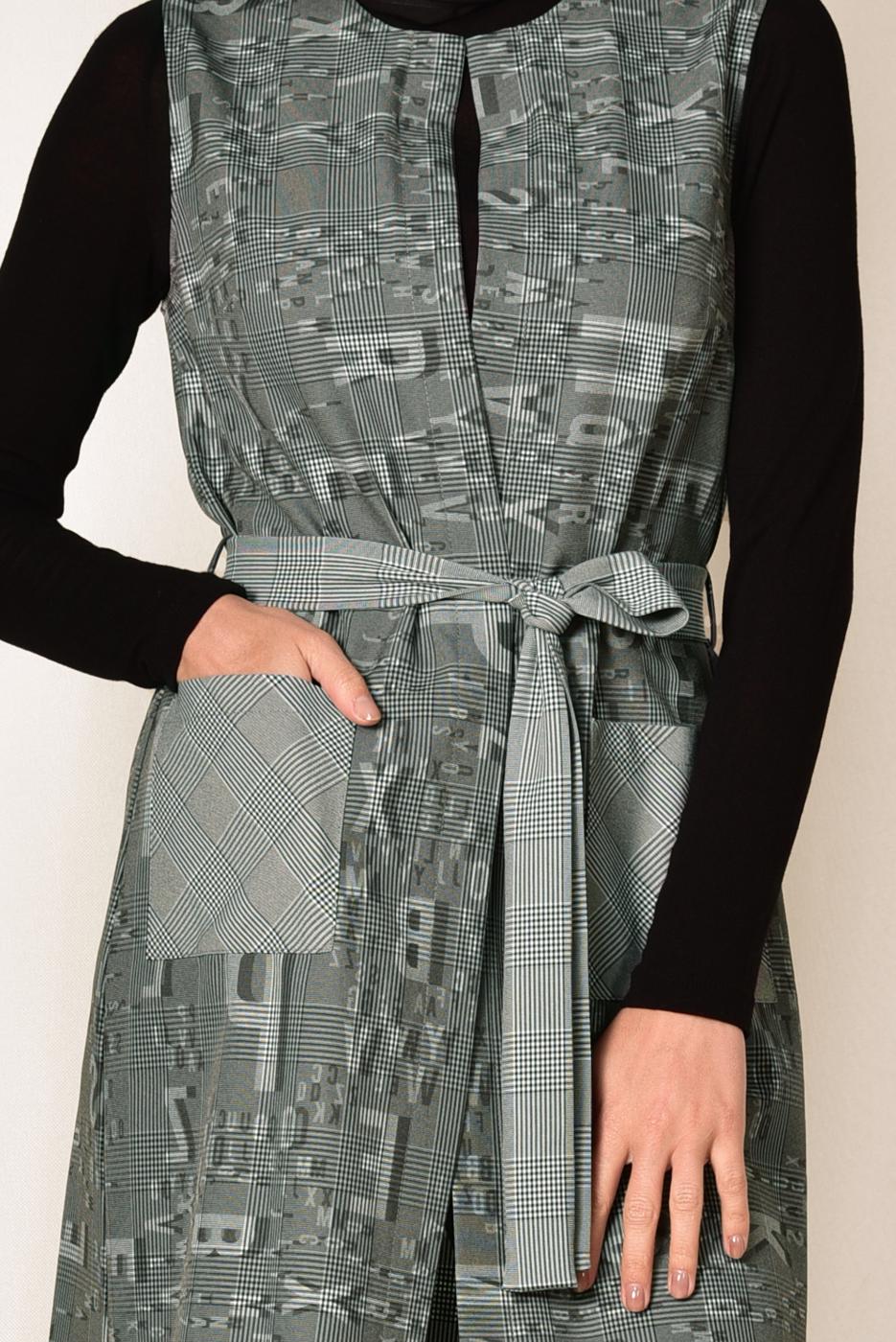 Vêtements hijab NOIR GILET AVEC CEINTURE 4960