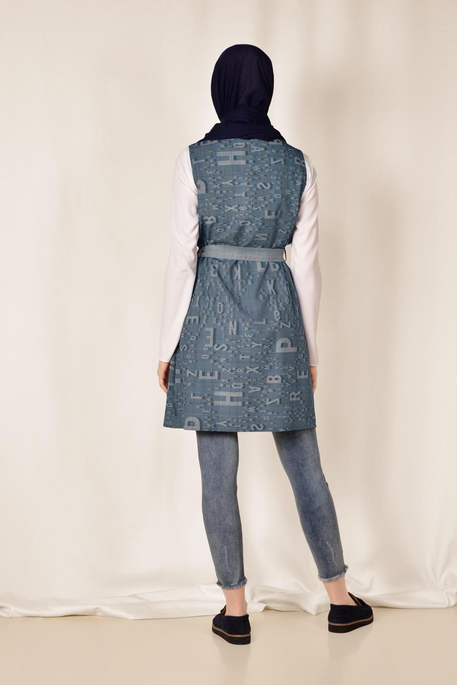 Vêtements hijab BLEU MARINE GILET AVEC CEINTURE 4960