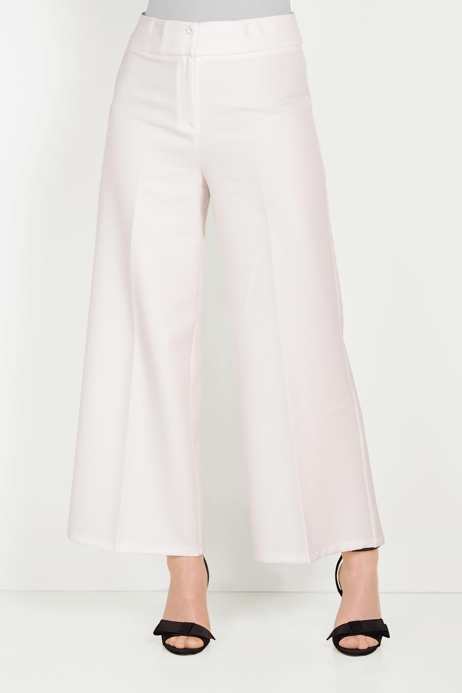 Tesettür giyim KREM ALVİNA GENİŞ PAÇA PANTOLON T 70054