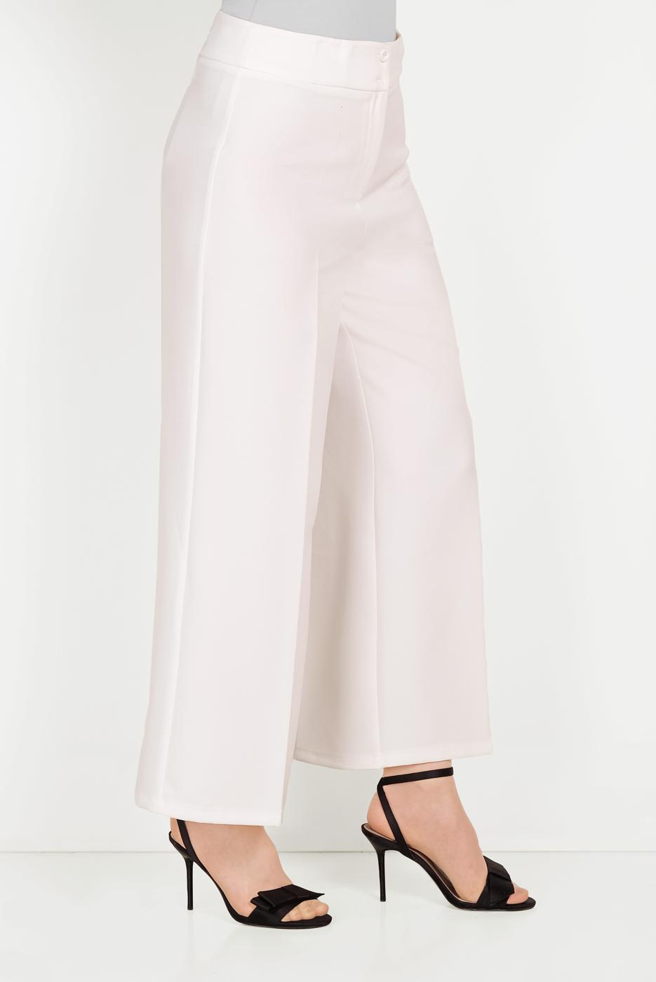 Tesettür giyim KREM ALVİNA GENİŞ PAÇA PANTOLON T 70054