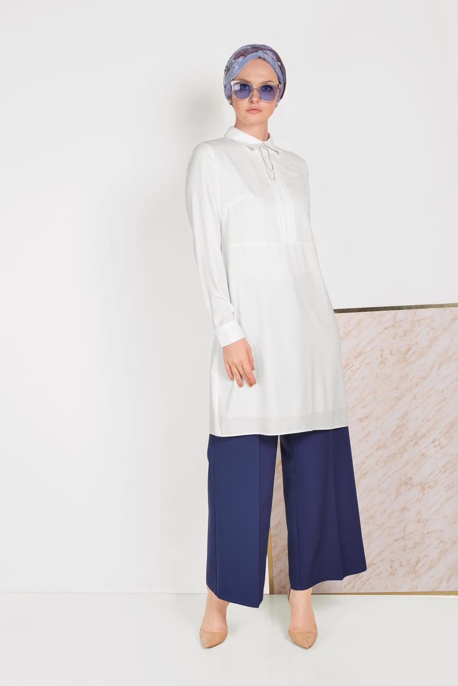 Tesettür giyim LACİVERT ALVİNA GENİŞ PAÇA PANTOLON T 70054