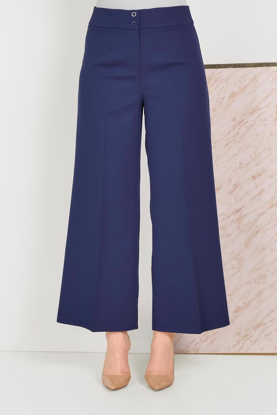Tesettür giyim LACİVERT ALVİNA GENİŞ PAÇA PANTOLON T 70054