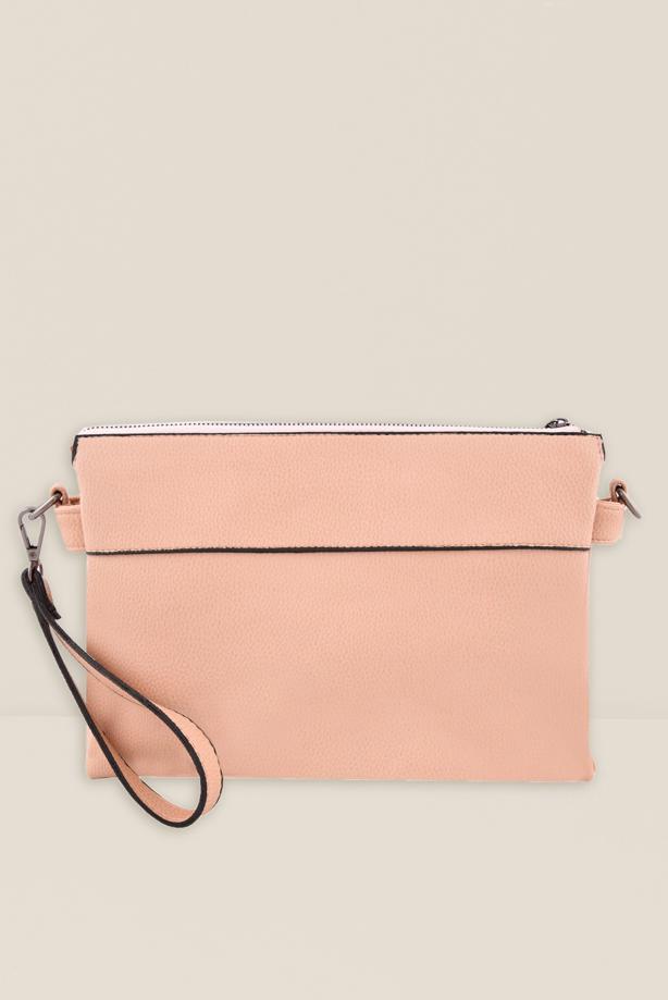 Tesettür giyim PUDRA ALVİNA ZIMBA DETAYLI CLUTCH ÇANTA 1469  - TRENDTESETTÜR