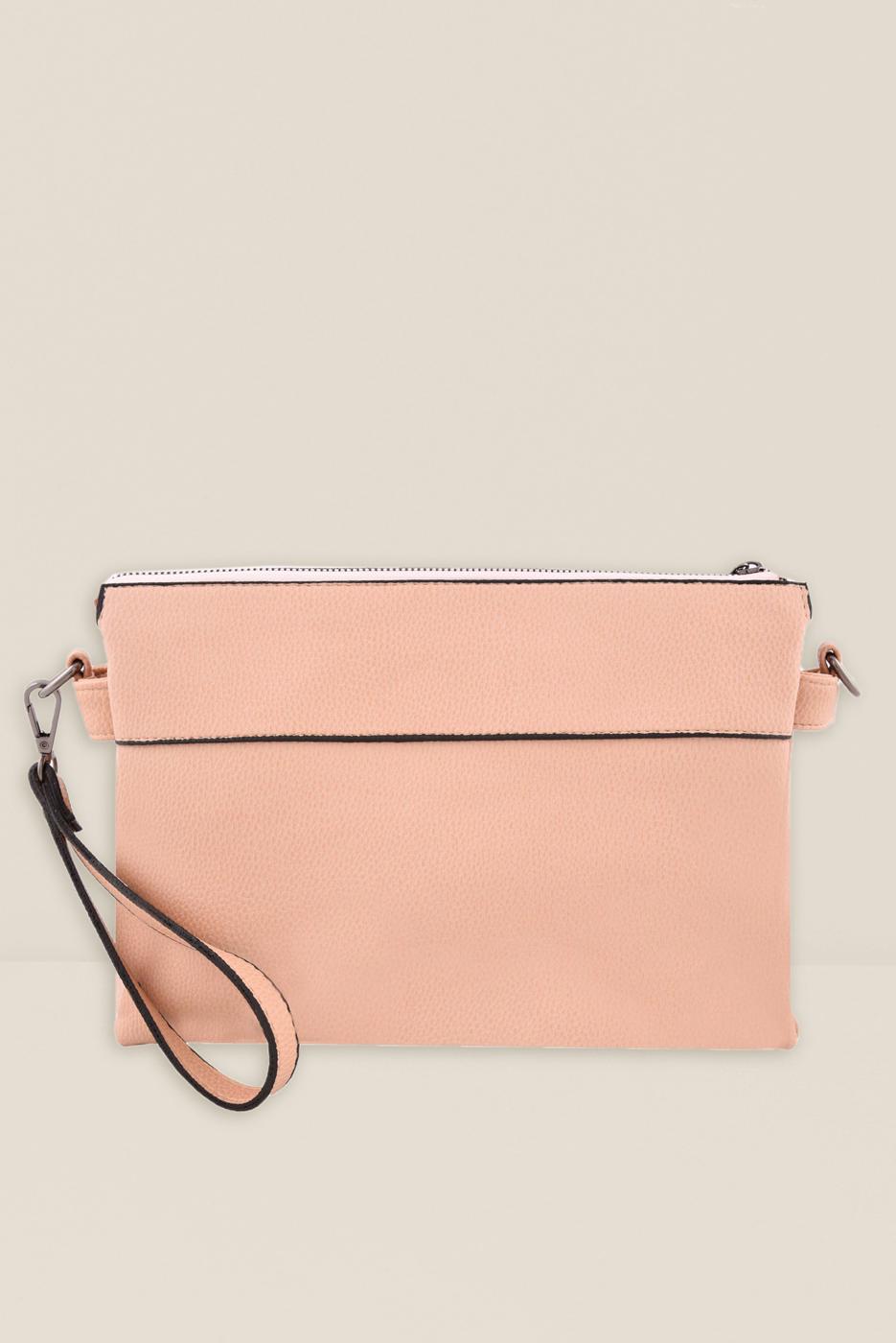 Tesettür giyim PUDRA ALVİNA ZIMBA DETAYLI CLUTCH ÇANTA 1469 