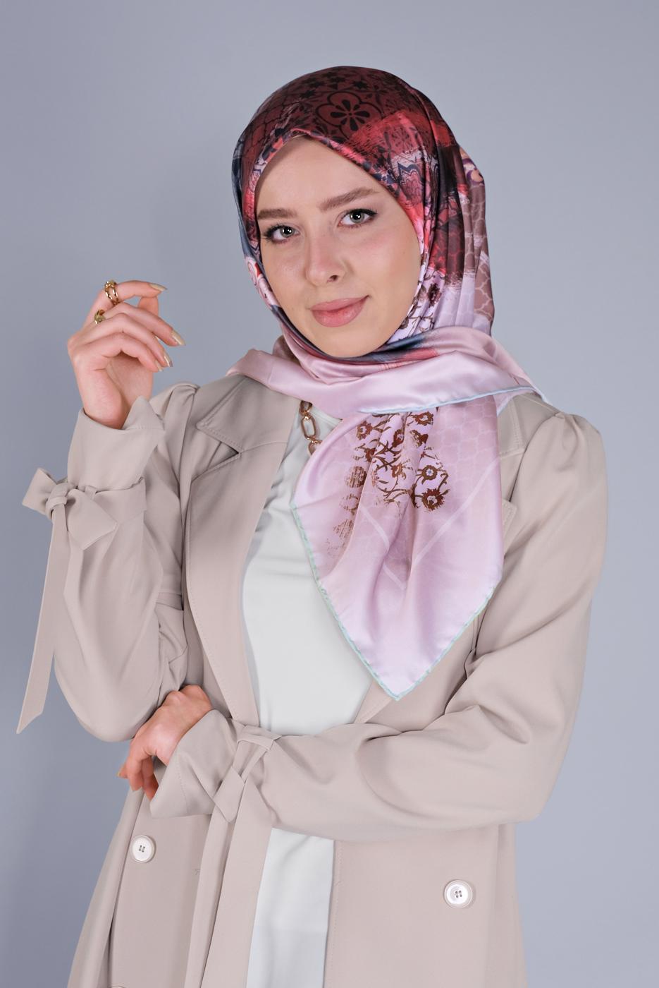 Vêtements hijab VERT ÉCHARPE À MOTIF ALVİNA 5379
