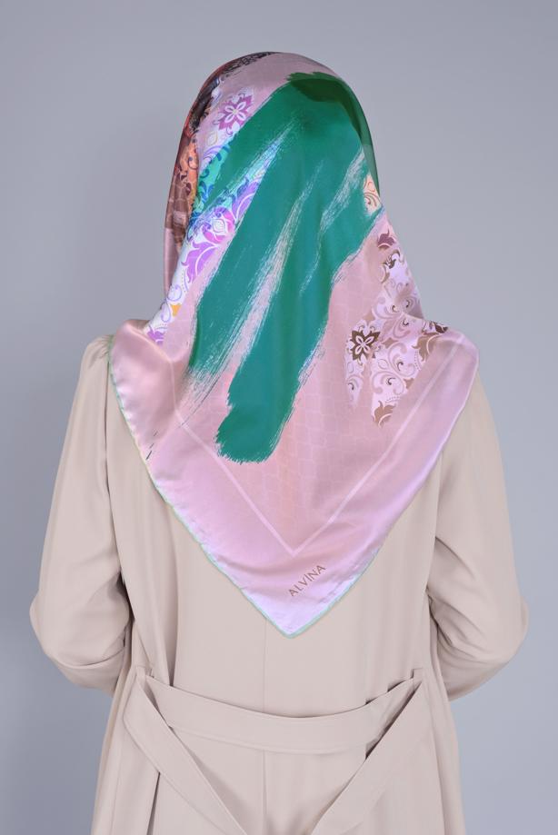 Vêtements hijab VERT ÉCHARPE À MOTIF ALVİNA 5379 - TRENDTESETTÜR
