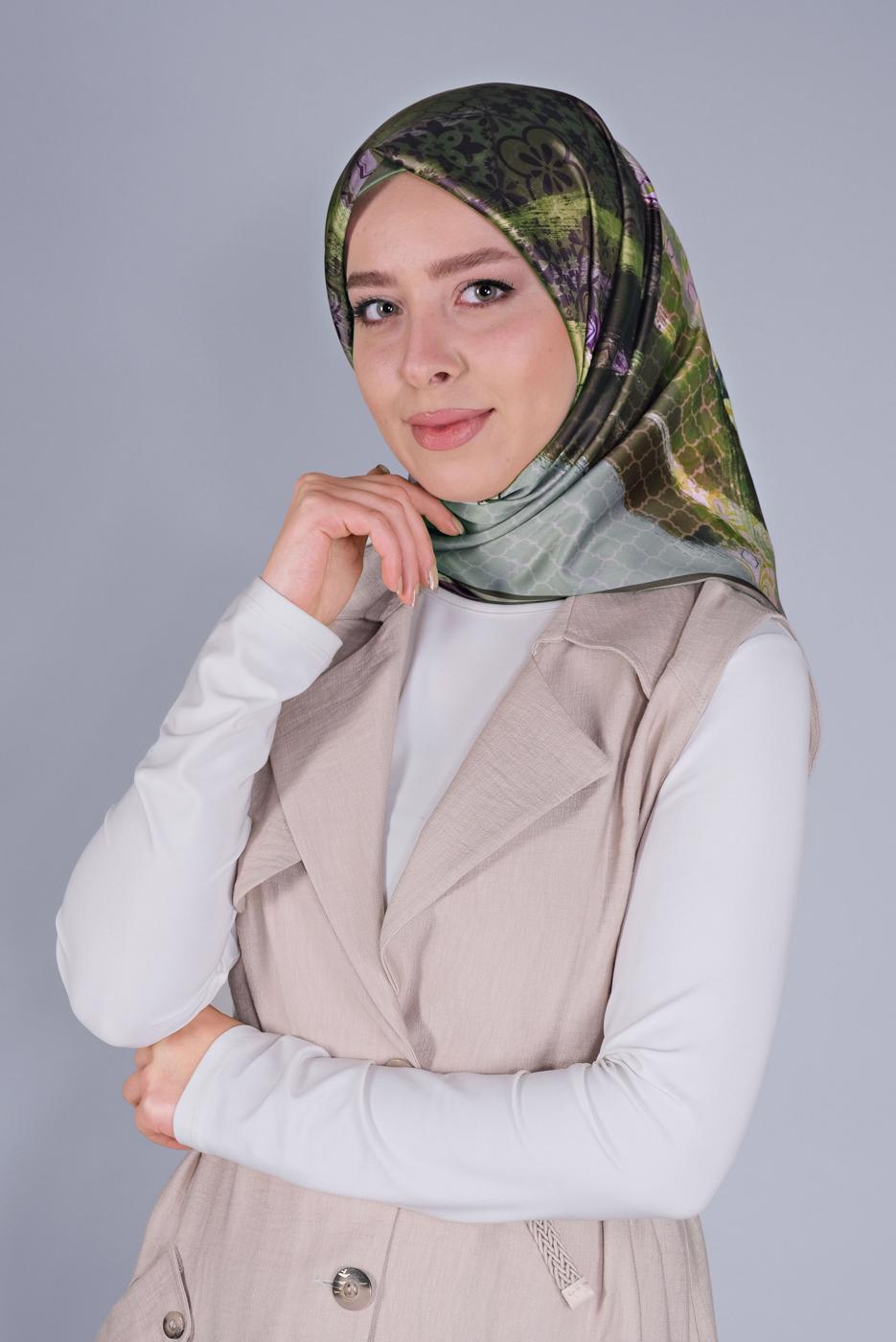 Tesettür giyim GÜMÜŞ ALVİNA DİJİTAL SURA EŞARP 5379 