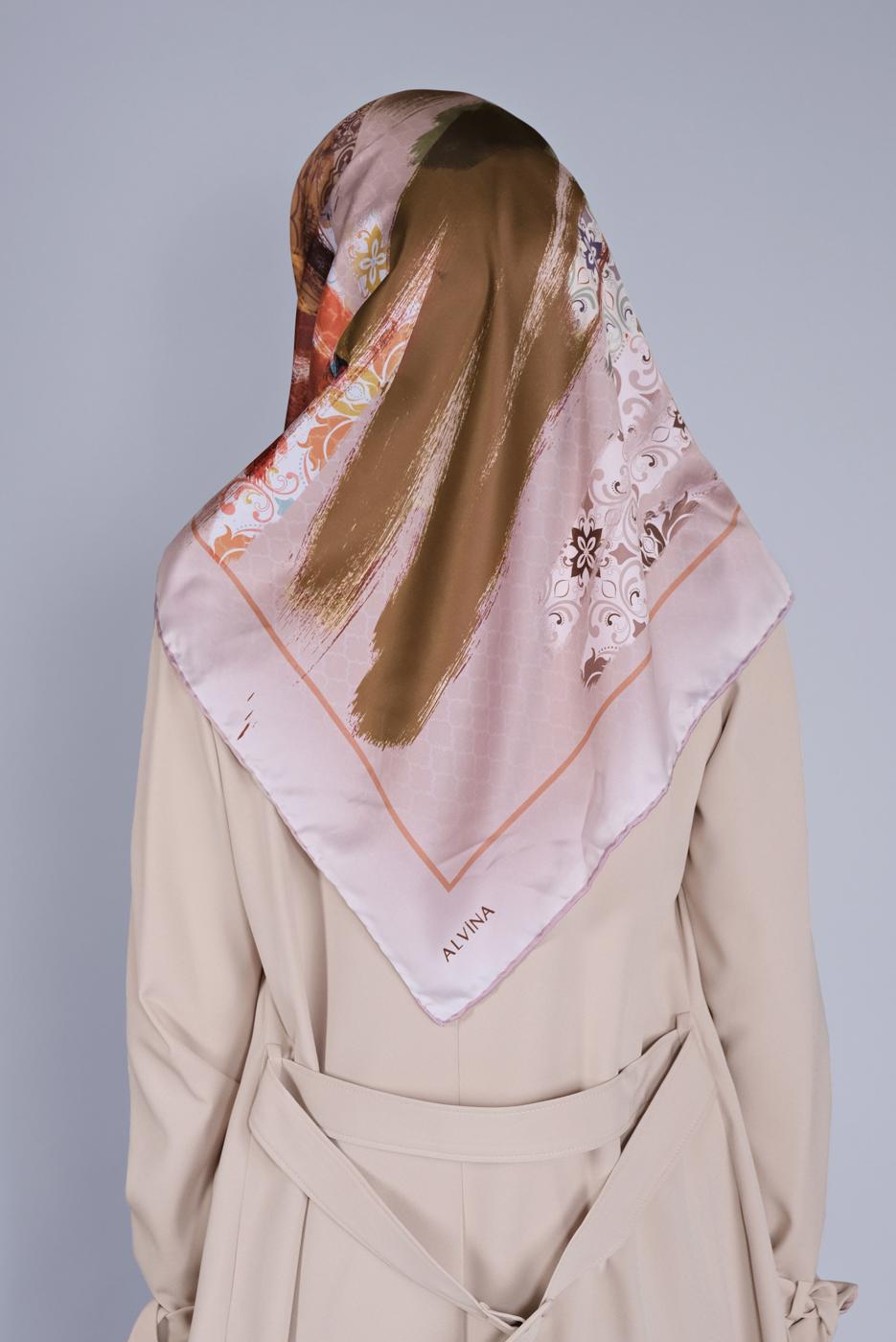 Vêtements hijab POUDRE ÉCHARPE À MOTIF ALVİNA 5379