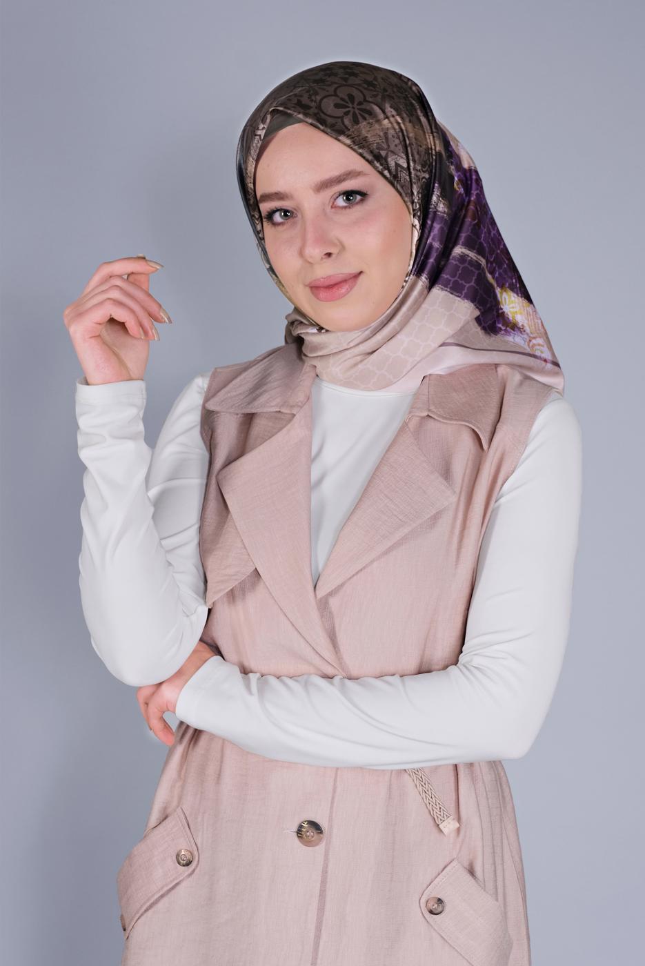 Tesettür giyim YEŞİL ALVİNA DİJİTAL SURA EŞARP 5379 